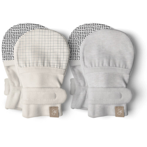 Stay On 2-Pack Baby Mitts, Storm Gray + Gridlock - Goumi | Maisonette