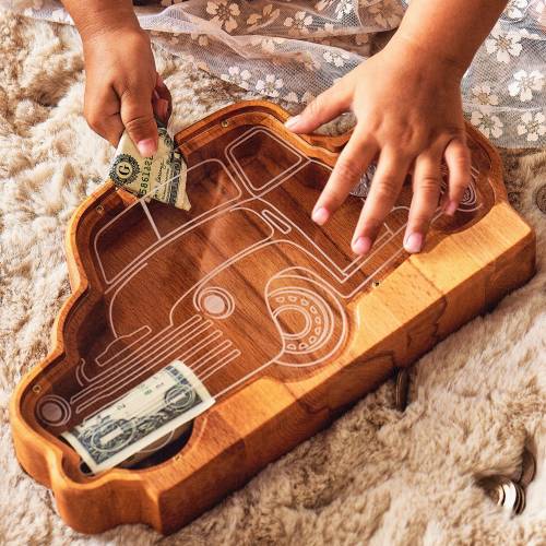 Piggy Bank for Boys, Unique Baby Girl Christmas Gift, Old School Truck Nursery Decor, Back to School First Birthday Gift, Custom Piggy Bank