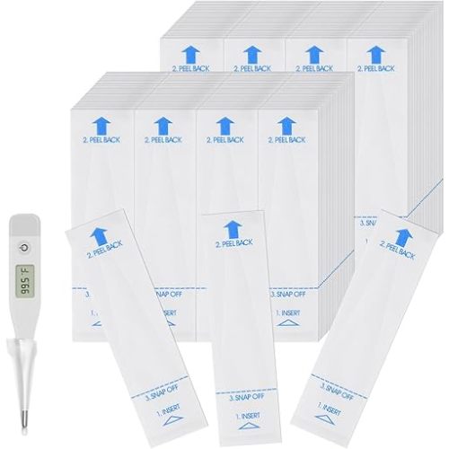 100 Pcs Disposable Digital Thermometer Probe Covers Sleeve Clear Temperature Sheath Sleeves Cover for Oral, Armpit, Rectal Thermometer