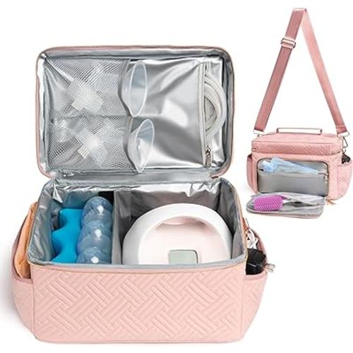 Breast Pump Bag Compatible with Spectra S1 S2 Gold Breastpump Carrying Case for Work Travel EliteMom Breastmilk Pumping Essentials Tote Bag with Cooler & Strap