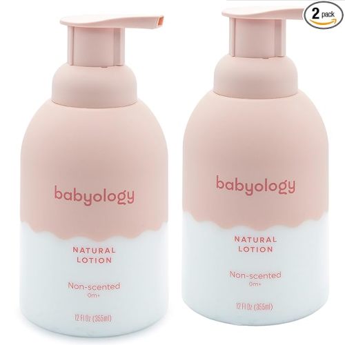 Babyology - 100% Edible Ingredients - Organic Baby Lotion - Clinically Tested - Calming & Rich Moisture for Sensitive Skin - Daily Care - Non-scented (12 Fl Oz (Pack of 2))