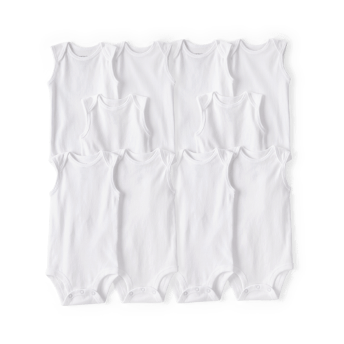 Baby 10-Pack Sleeveless Cotton Bodysuits - White | Carter's