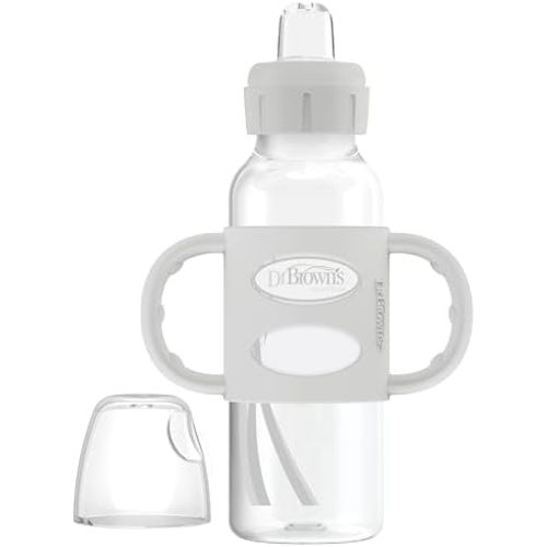 Dr. Brown's Narrow Sippy Spout Bottle with Handles, Gray, 1-Pack
