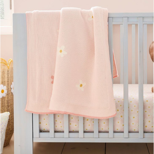 Daisy Knit Sherpa Baby Blanket