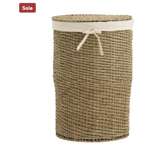 Trista Round Natural Seagrass Laundry Hamper with Liner