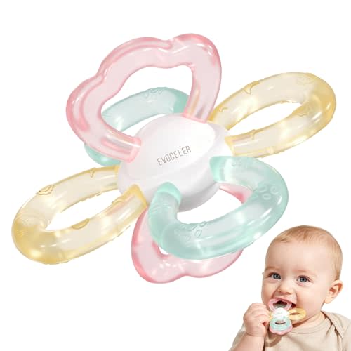 Evoceler Mini Silicone Baby Teether Ball, Food-Grade Sensory Teething Toy for Babies 3-12 Months, Easy-Grip Hand Teether with Textured Chew Design, BPA Free Infant Teething Relief for On-the-Go Use