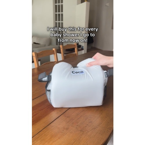 "Love this product. My almost-10-month-old still doesn’t fit restaurant high chairs, and holding her while she eats was so hard, so we ordered this immediately. It’s convenient, fits carts and chairs, straps her in securely, and folds up great." - Rachel 