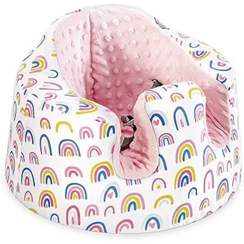 Seat Cover Compatible Baby Seat, Breathable Floor Seat Cover for Girl Boy, Breathable Comfortable Seat Cover, Children Chair Protector, Easy to Install & Remove (Pink Rainbow Plus Velvet)