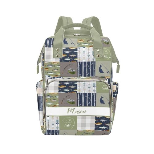 Custom Diaper Bag for baby Customized Baby Bag Personalized Nursing Bags with Name Custom Name Mommy Daypack Bag Tote Bag Gifts (Fishing Theme)