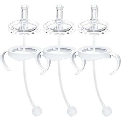 Sippy Cup Conversion Kit Compatible with Philips Avent Natural Baby Bottles, Soft Straw top and Weighted Ball Sippy Cup Transition Kit with Handles, 8m+ Pack of 3