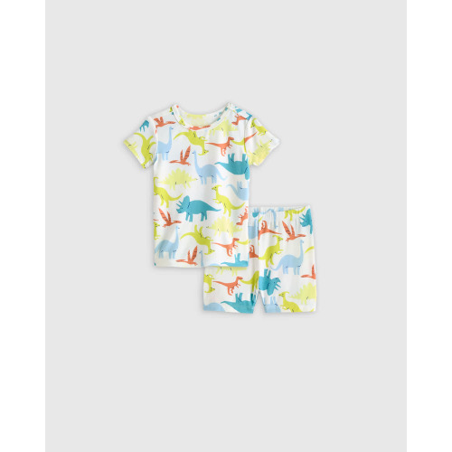 Bamboo Short Sleeve and Shorts Pajama Set - Baby in Colorful Dinos