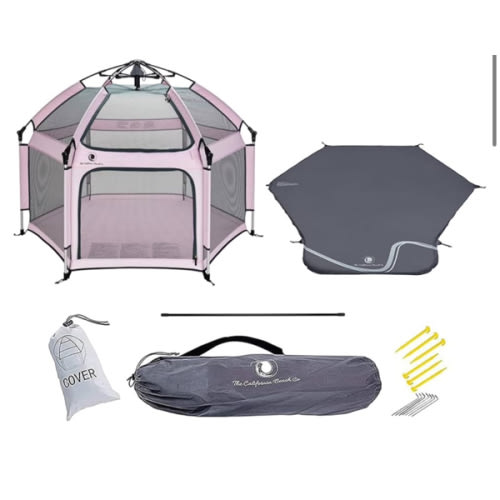 POP 'N GO PLAYPEN Premium Outdoor Baby Playpen Includes Self-Inflating Playmat (Soft Pink)