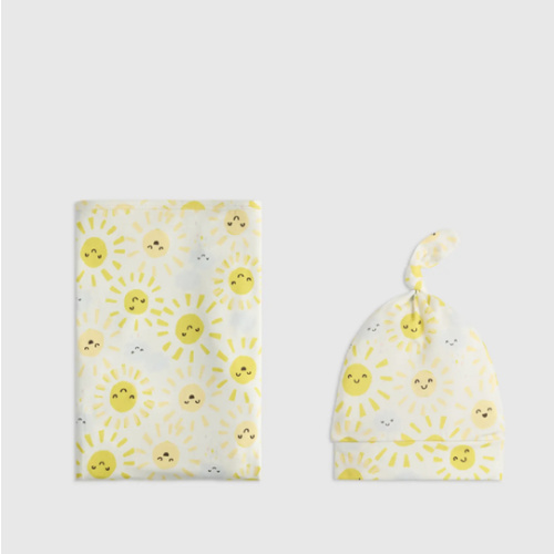 Bamboo Swaddle & Hat Bundle - Baby in Sunshine