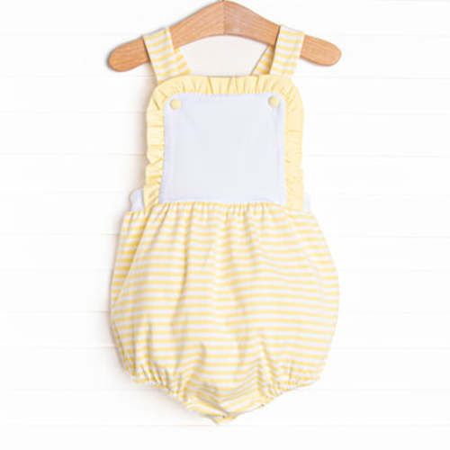 Claire Ruffle Sunsuit, Yellow Stripe – Stitchy Fish