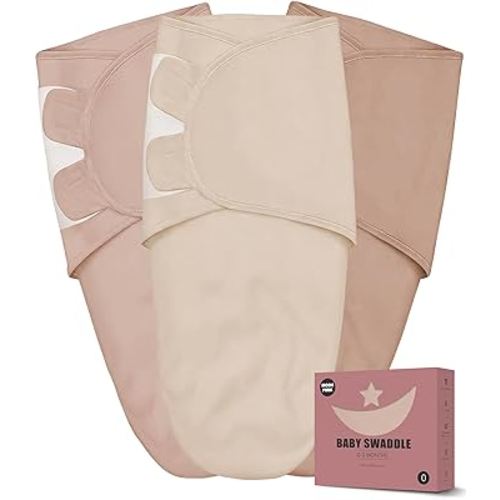 Newborn Swaddle Blanket Wrap 0-3 Months (3-Pack) - Adjustable Infant Sleep Sack, 100% Cotton Anti-Startle Soothing Sack, Soft Breathable Nursery Bedding - Warm Harvest