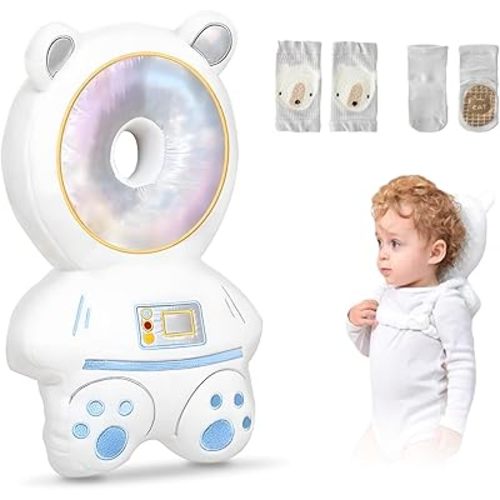 WKC Baby Head Protector Backpack with Knee Pads & Non-Slip Socks, Toddler Safety for Crawling & Walking (Style 3)