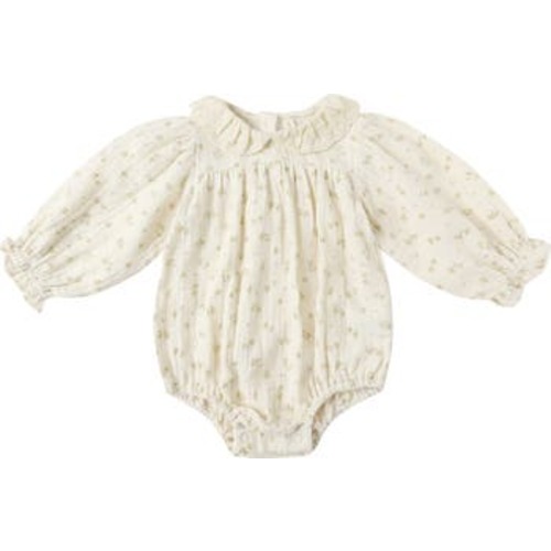 Callie Floral Ruffle Collar Organic Cotton Bubble Romper