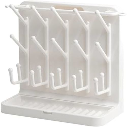 LUNELL Baby Bottle Drying Rack, Vertical Space-Saving Organizer for Countertop, Holds Bottles, Brushes, Pacifiers,Ivory White