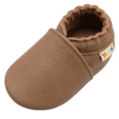 YALION Leather Baby Shoes Soft Sole Baby Moccasins for Boys Girls | Barefoot Baby Walking Shoes Non-Slip Breathable Casual Sneakers Lightweight Infant Toddler Slippers