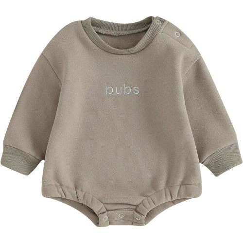 VISGOGO Newborn Infant Baby Boy Oversized Romper Sweater Bodysuits Coming Home Outfit Neutral Clothes (Bubs-Gray, 0-3 Months)