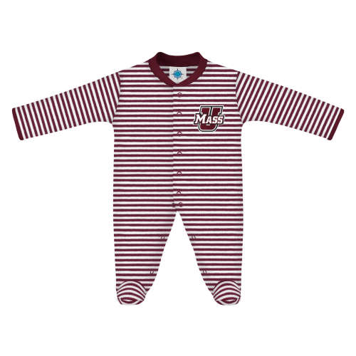 UMass Minutemen Striped Footed Romper | College Baby