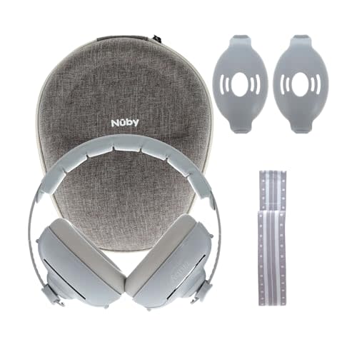 Nuby Soft Sounds 2-in-1 Noise-Canceling Baby Earmuffs with Travel Case - Adjustable Noise Protection for Infants and Toddlers - Gray