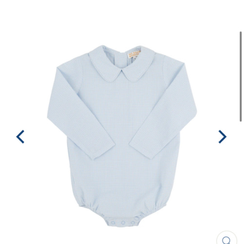 Peter Pan Collar Shirt & Onesie (Long Sleeve Woven) - Barrington Blue Mini Windowpane