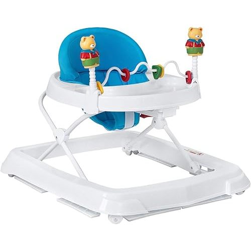 HONEY JOY Baby Walker, Foldable Push Walker Toy-Seated & Walk-Behind with Wheels, Interactive Piano & Pedants, Adjustable Height & Speed, Padded Seat, Baby Walkers for Boys Girls(Blue)