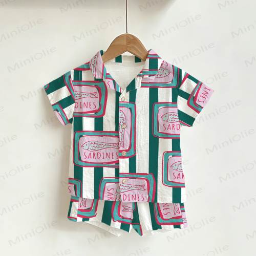 SARDINES Toddler Boys Stripe Shirt and Shorts 2-piece Set