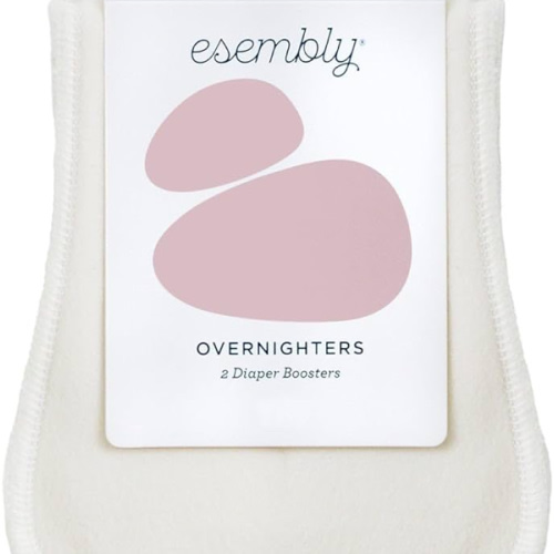 Esembly Overnighters – Organic Cotton Cloth Diaper Booster Inserts with Stay-Dry Fleece – Reusable Nighttime Absorbency Doublers for Heavy Wetters – One Size, Pack of 2