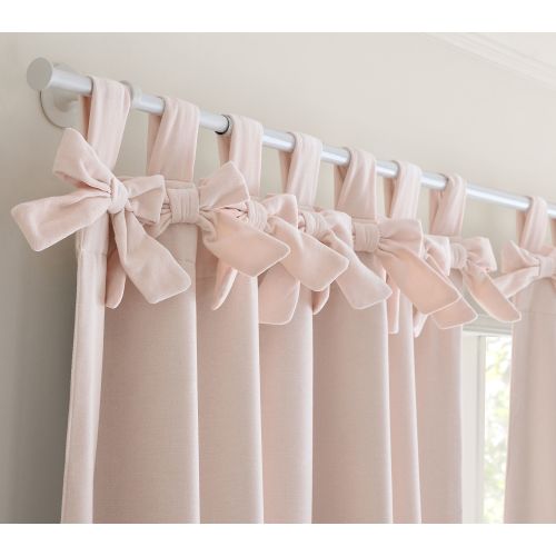Plush Chenille Bows Blackout Panel, 44"W x 84"L, Pink