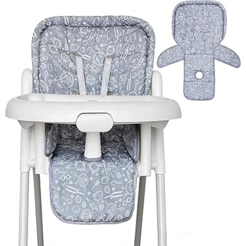 Baby High Chair Cover, Machine Washable High Chair Cushion Pad, Waterproof & Soft, Fits 3-5 Point Harness Chairs, High Chair Replacement Cover for Home & Restaurant Use Grey