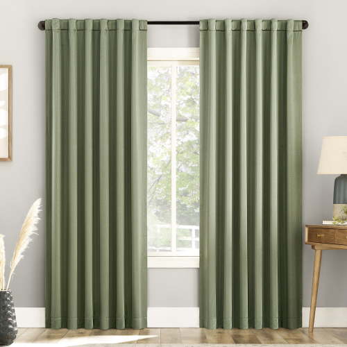 Sun Zero Aria 2-Pack Magnetic Closure Theater Grade 100% Blackout Back Tab Curtain Panel Pair, 52"X84", Sage Green