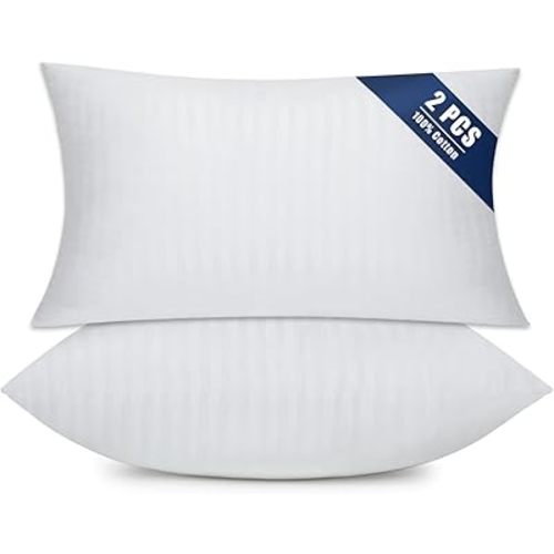 OKBA Set of 2 Throw Pillow Inserts, Hypoallergenic Soft & Firm Cushions with 100% Cotton Cover, 12x20 Pillows Filler for Side Sleepers, Sofa, Bed and Home Decor, Indoor Quality Hotel Pillows