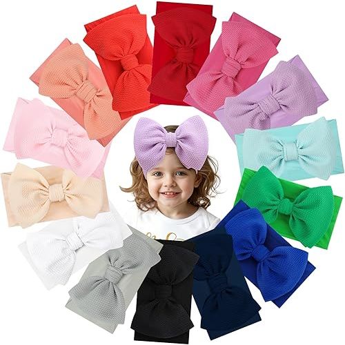 YanJie Infant, Newborn & Toddler Hair Accessories - Pretty Bow Headbands in Pink, Red & Blue