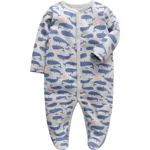 Whales Button Footie - Benben | Maisonette