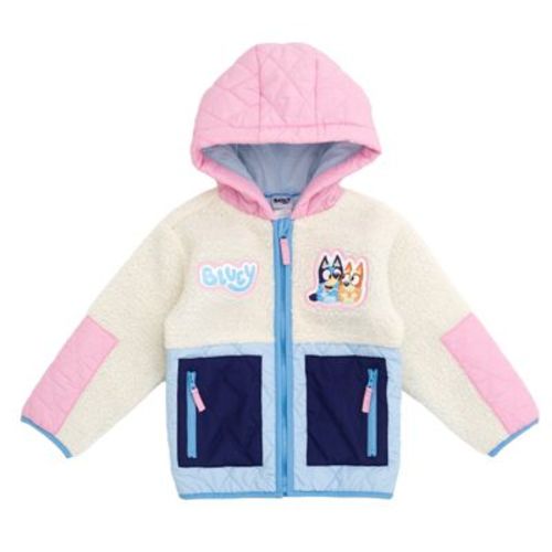 Bluey Girls Faux Shearling Zip Up Jacket Little Kid to Big Kid