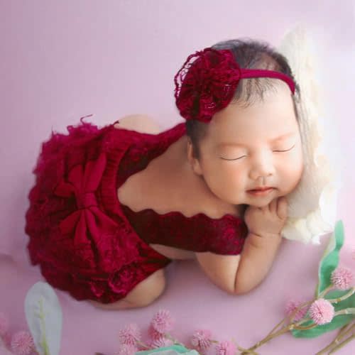 Newborn Photography Outfits Girl Baby Photography Props Lace Romper Headress Newborn Outfits Girls Photoshoot Props