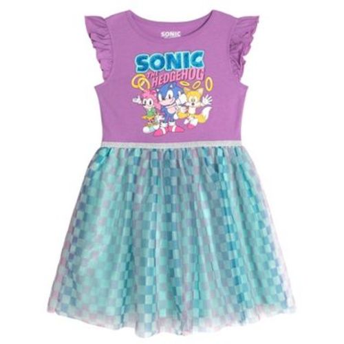 Sonic the Hedgehog Toddler Girls Tutu Pleated Tulle Dress Lavender / Blue 3T