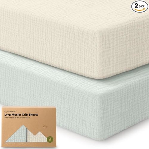 KeaBabies 2-Pack Muslin Crib Sheets for Boys, Girls - 100% Organic Cotton Fitted Baby Crib Mattress Sheet, Soft Breathable Standard Toddler Bed Cover Bedding Set, Neutral, Durable 52x28 (Willow)