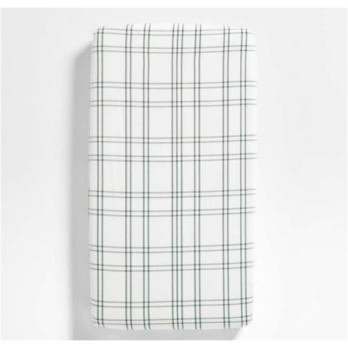 Stax Pine Green Yarn-Dyed Organic Cotton Baby Crib Fitted Sheet