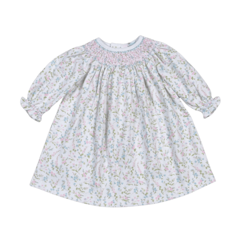 VIV-540 Vivian Floral Pima Hand Smk Bishop Dress – Baby Loren