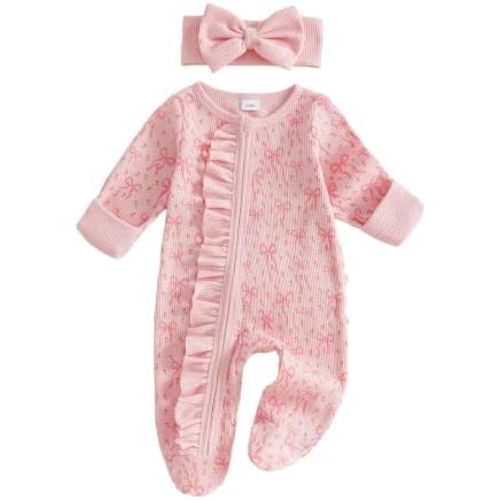 Newborn Baby Girl Clothes Coming Home Outfit Long Sleeve Romper Headband