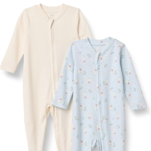Amazon Essentials x Sofia Grainge Unisex Babies' Cotton Footed Sleep and Play One-piece Bodysuit, Pack of 2