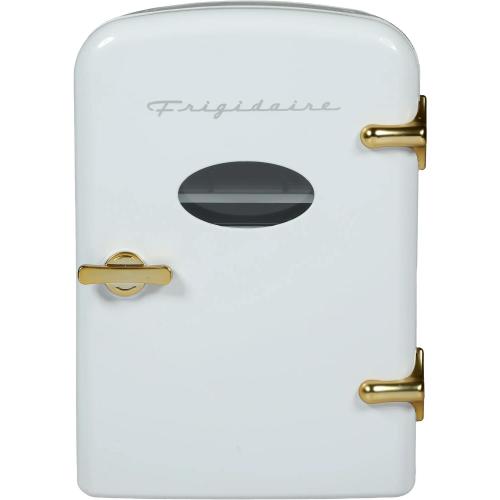 9-Can Retro Mini Fridge Cooler - White and Gold