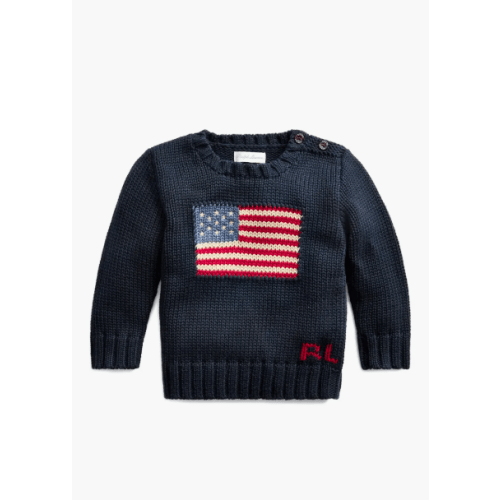American Flag Cotton Crewneck Sweater