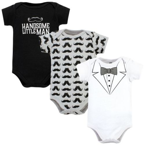 Hudson Baby Infant Boy Cotton Bodysuits, Tweed Bow Tie, 3-6 Months