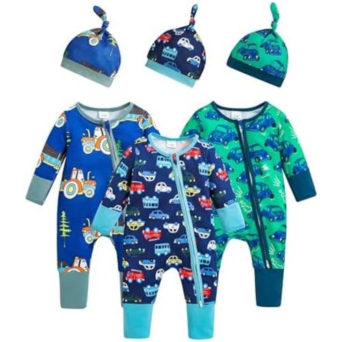 Renotemy Newborn Baby Boy Girl Clothes Unisex Jumpsuits Coming Home Outfit Gifts 2 Way Zipper Romper for Boy Newborn-12M