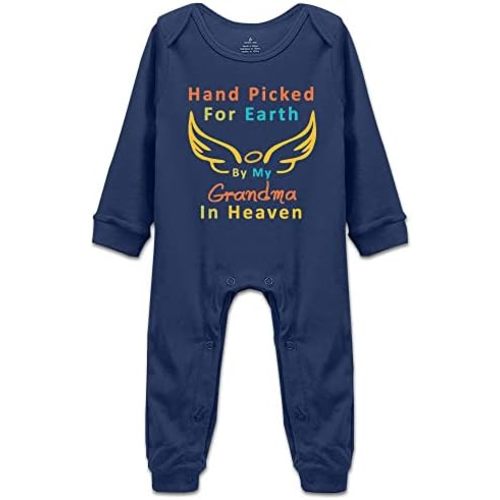 DOQOSESHY Hand Picked for Earth by My Grandma in Heaven Newborn Infant Baby Rompers Outfit Jumpsuit, 3 Months, Long A-white
