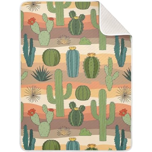 Cactus Desert Landscape Baby Boys Girls Blanket 30x40 in, Soft Receiving Swaddling Nursery Blankets for Newborn Infant Toddler